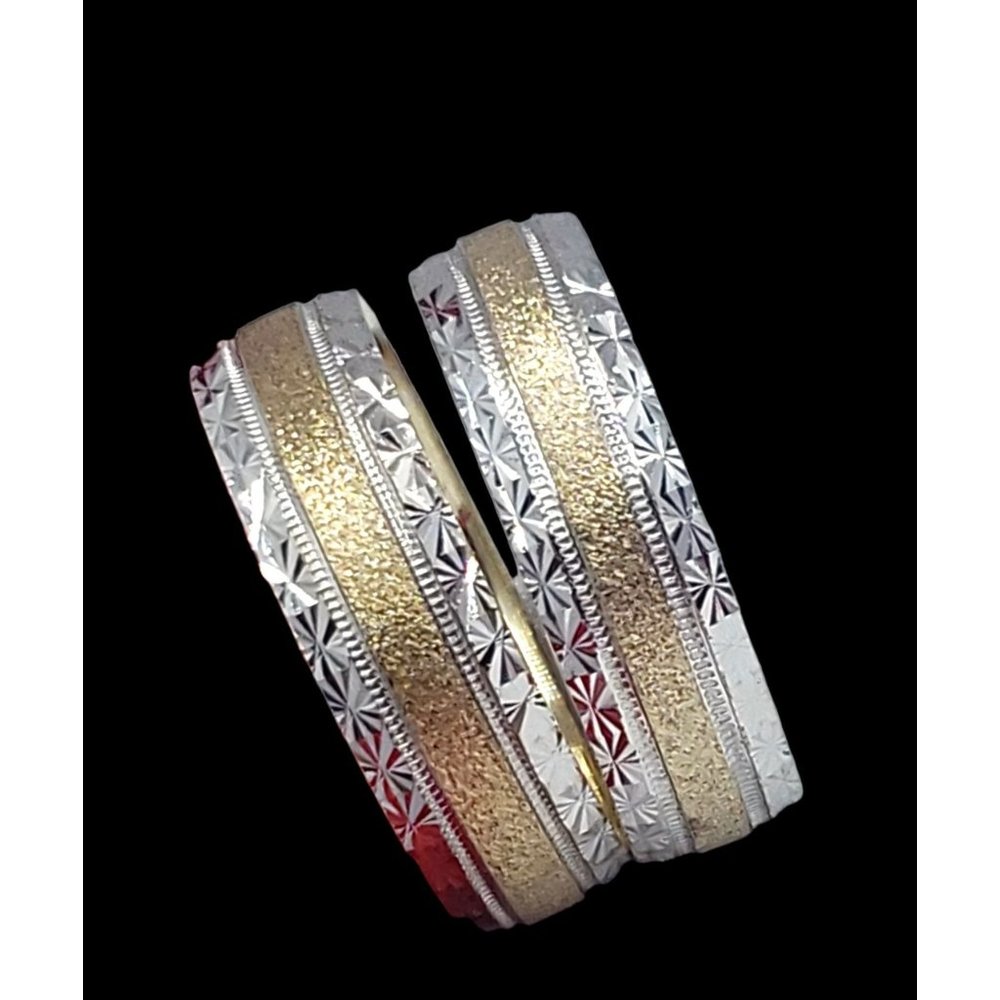 Solid 14K White and Yellow Gold Two Tone Wedding Ring - Picture 4 of 16